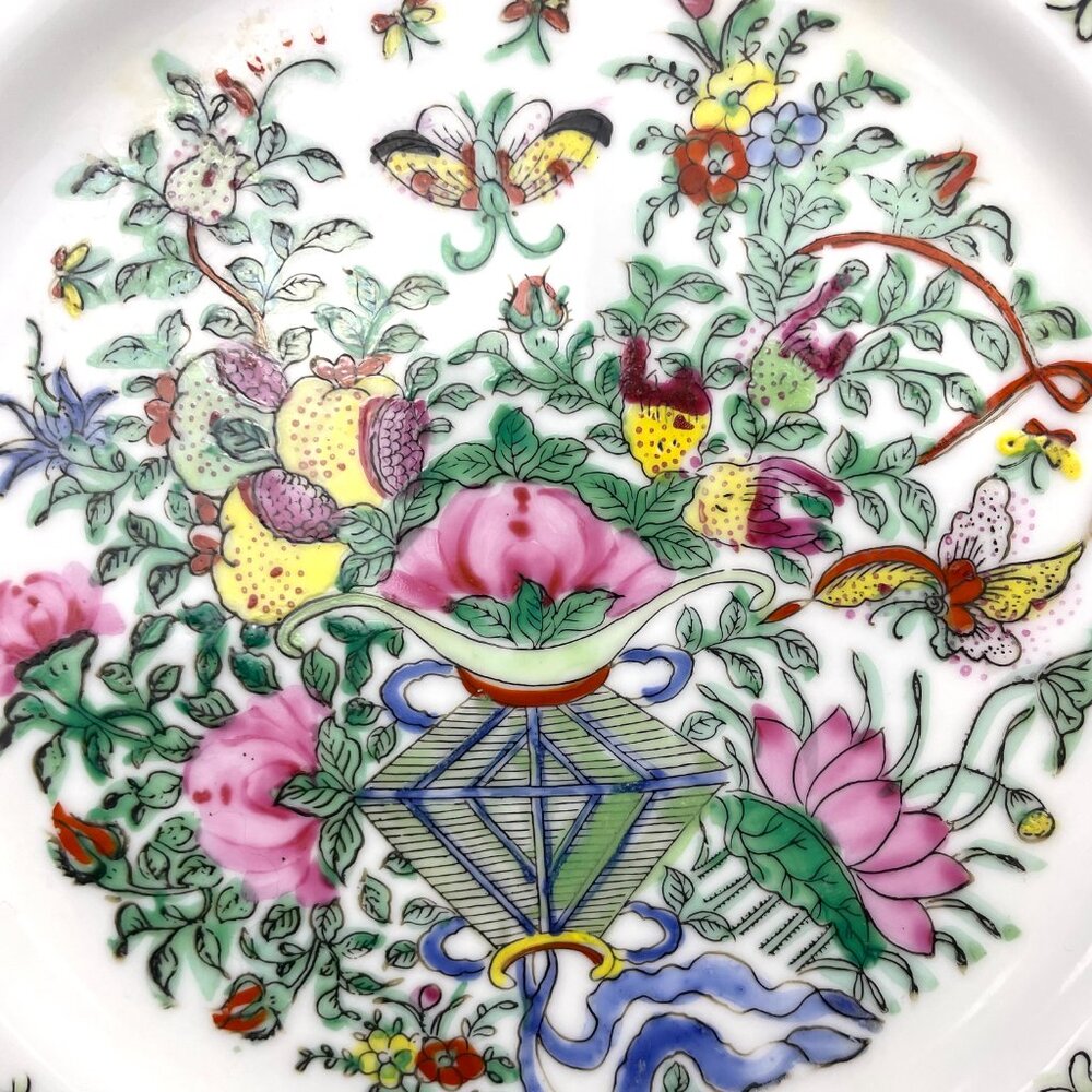 Vtg Maitland-Smith Hand Decorated Rose Lotus Medallion Plate 10.25” Hong Kong - Picture 2 of 9